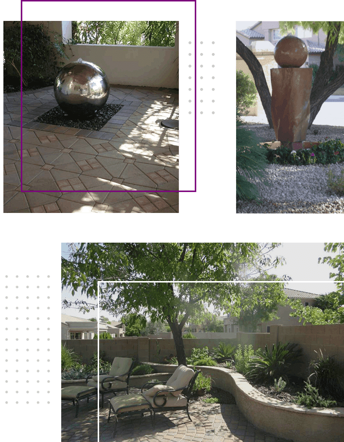 A collage of pictures with different types of landscaping.
